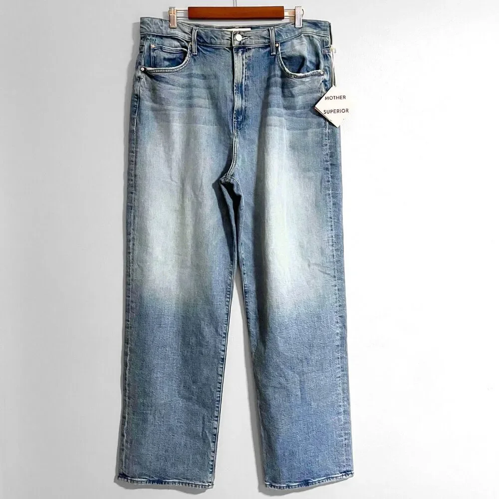 MOTHER Distressed Light Blue Flare Jeans - Picture 3 of 7